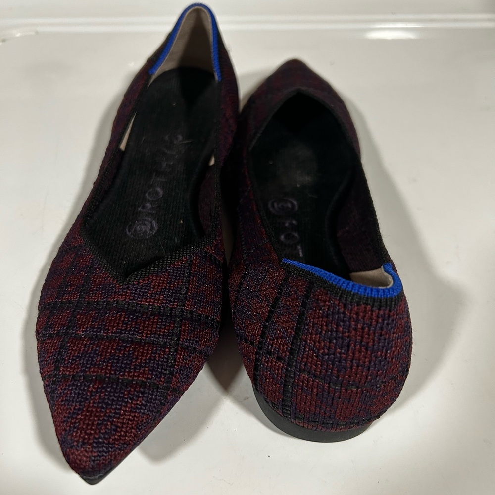 Rothy's Burgundy and Black Women's Flats
